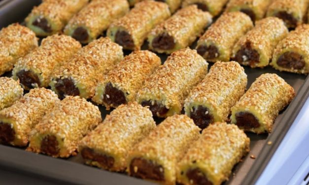 اصابع تمر بالسمسم بطريقه سهله خطوه بخطوه