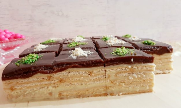 حلى طبقات بسكوت بارد سريع بدون كريمة وبدون شوكولاتة