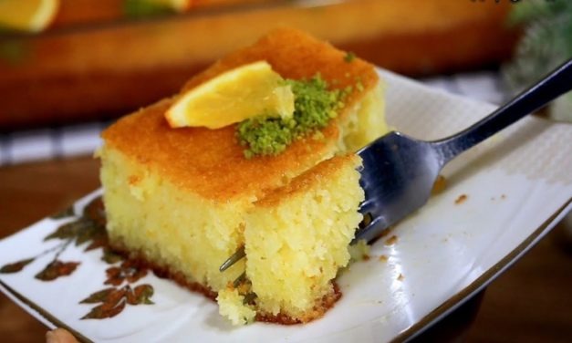 بسبوسة البرتقال اللذيذة سهلة وسريعة في الخلاط والطعم