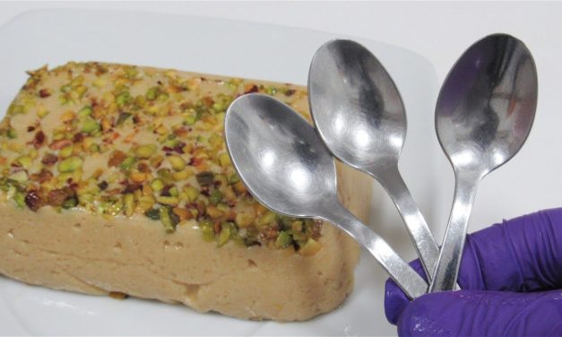 حلاوة طحينية بلفستق الحلبي فاخرة بدون سكر بثلاث ملاعق بأسهل طريقة