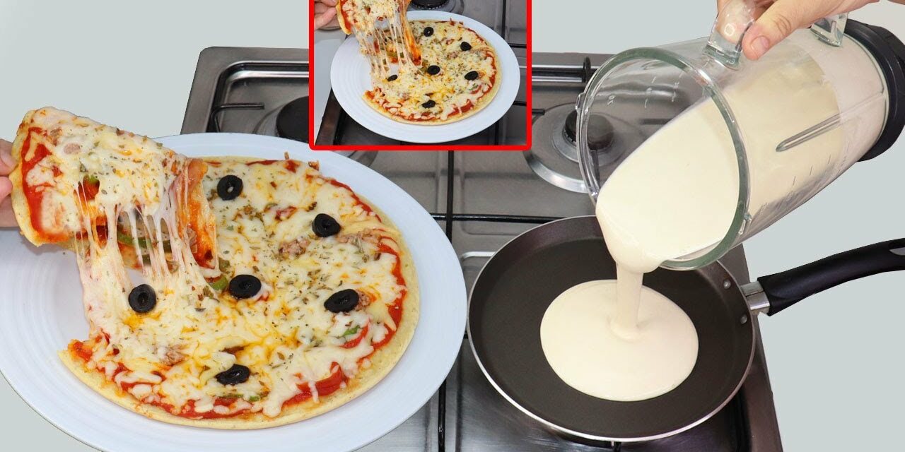 البيتزا في الفرن , بيتزا الخلاط السائلة في المقلاة بدون اختمار